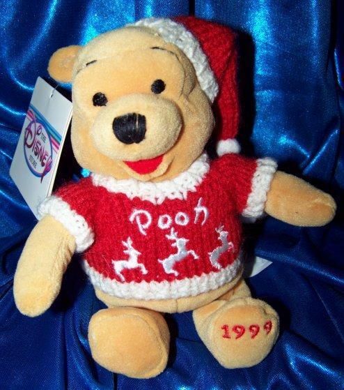 Disney WINTER SWEATER WINNIE the POOH BEAR plush beanbag Toys Xmas