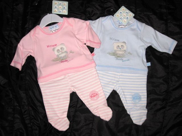 BNWT ~ LITTLE PANDA BABY GIRLS 2PCE OUTFIT   FITS A SMALL NEWBORN OR