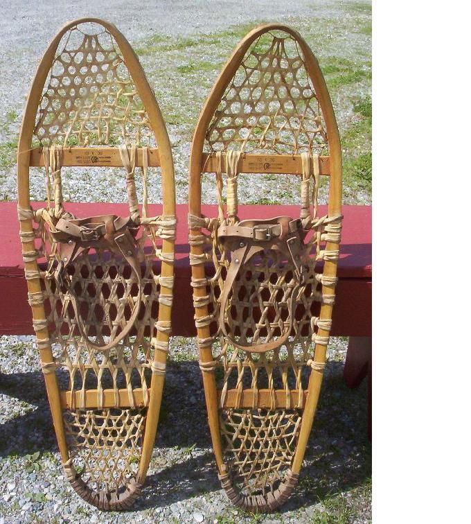 Antique Bear Paw Snowshoes 36x10 Snow Nice Gros Louis