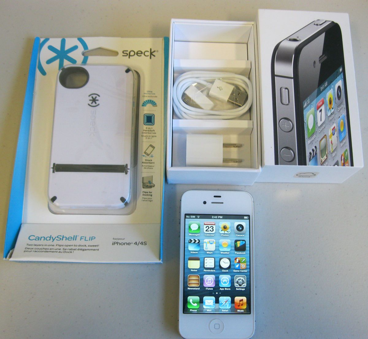  Apple iPhone 4S 32GB 32 Mint at T White L K 5935