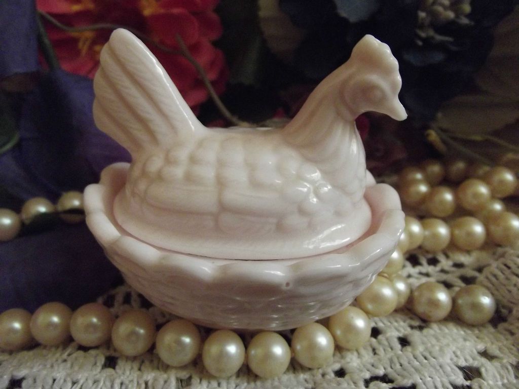  Shabby PINK Chic NESTING Hen CHICKEN Trinket BOX JAPAN Pastel ART