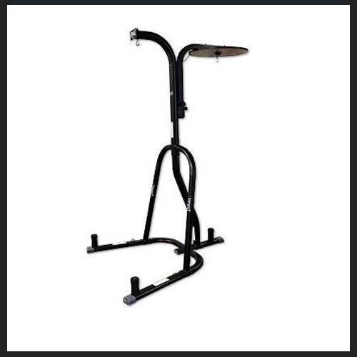 Adjustable height speed bag platform handles all speed bag sizes.