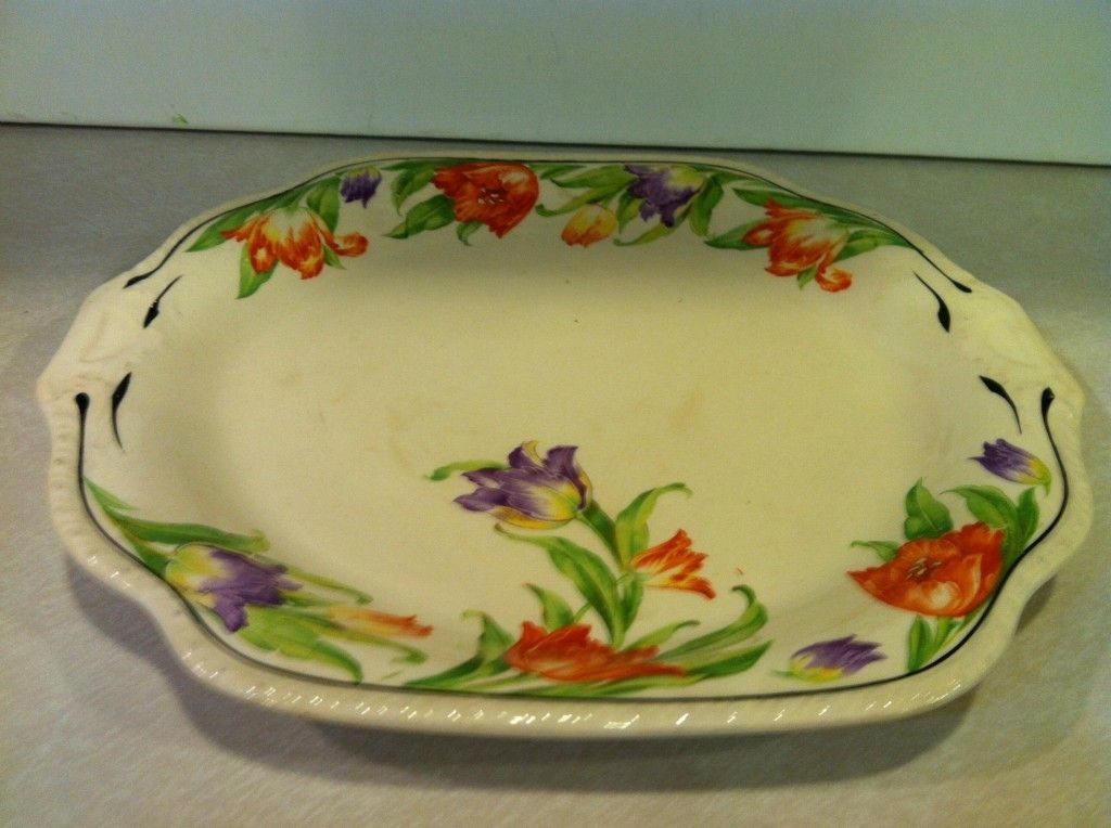 Harker HOTOVEN Chinaware mrk 1840 HARKER w/bow & arrow floral Serving