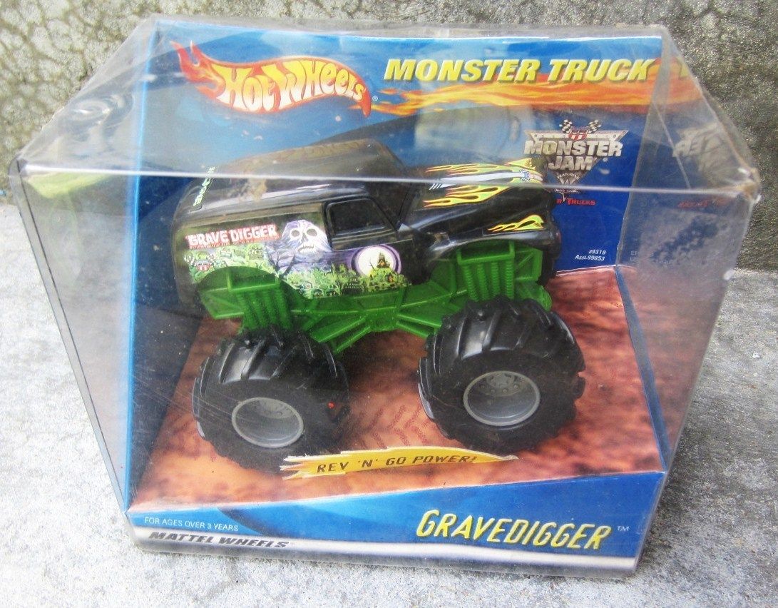  Wheels Rev N Go Power Gravedigger Monster Truck Toy Mattel Wheels NIB
