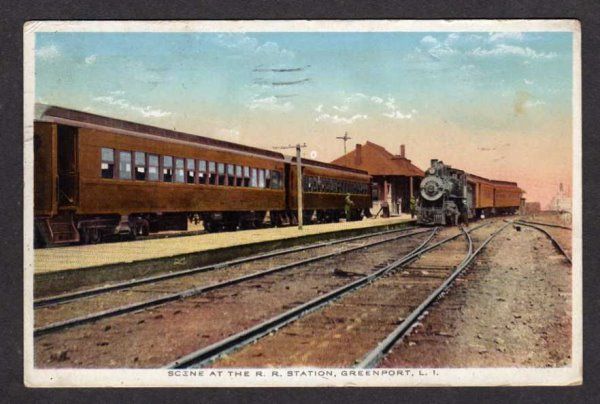 NY Railroad Train Station Depot Cars Greenport Long Island Li New York