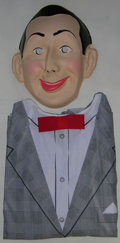 Scarce PEE WEE HERMAN Adult Halloween Costume & Pee Wee Mask UNUSED