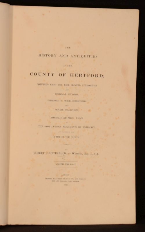  3vol The History and Antiquities of the County of Hertford Plates Map