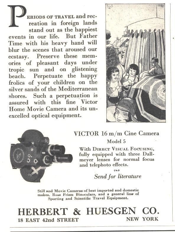 1930 E Ad Herbert Huesgen Co Cine Camera Victor