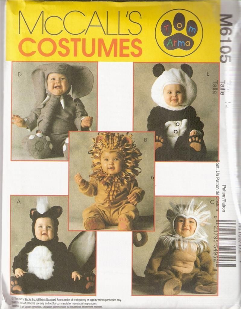 Tom Arma Sewing Pattern Elephant Lion Skunk Panda Monkey McCalls