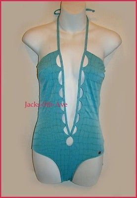 ARMANI EMPORIO Womens S SMALL Blue One Piece Designer Swimsuit NEW