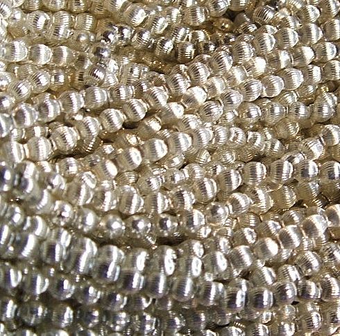  RIBBED INDENTED MERCURY GLASS HOLLOW BLOWN GARLAND BEADS LOT HANK