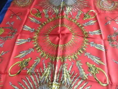 REVILLON PARIS AMAZING VINTAGE SCARF WITH INDIAN HEADDRESSES