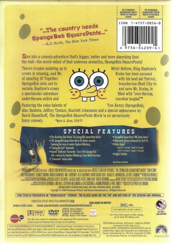 The Spongebob Squarepants Movie Children Family New DVD 097363420941