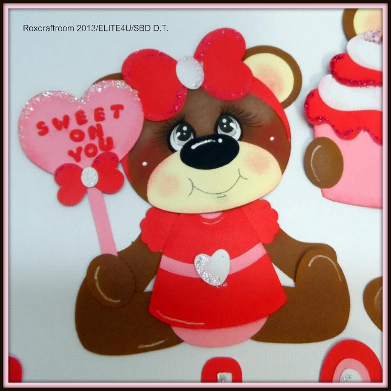 ELITE4U Hearts Kisses Handmade Tear Bear Paper Piecing Valentine by