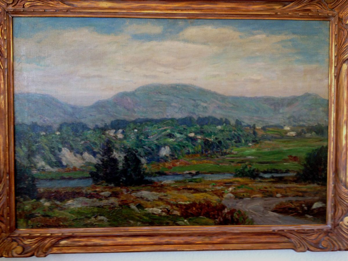  MEAKIN MOUNTAIN RIVER SCENE SIGNED ORIGINAL RARE Lewis Henry Meakin