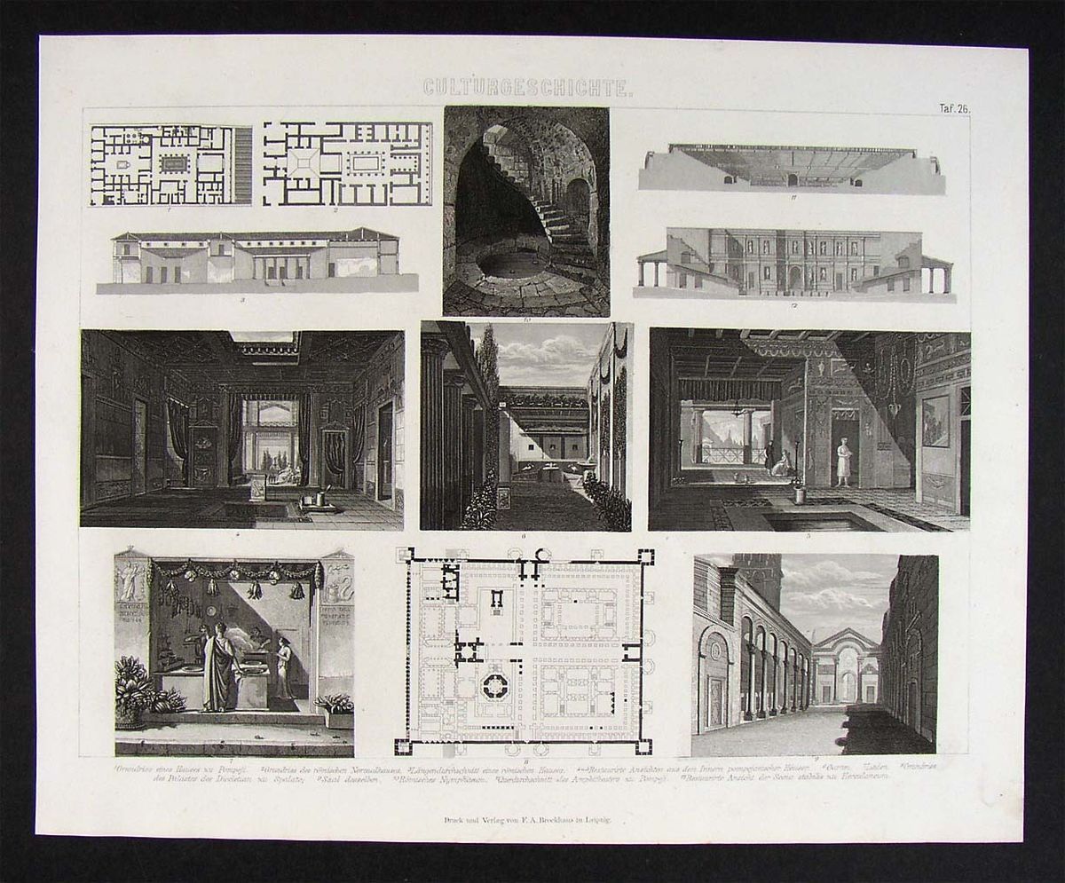 1874 Print Roman Architecture of Pompeii Herculaneum