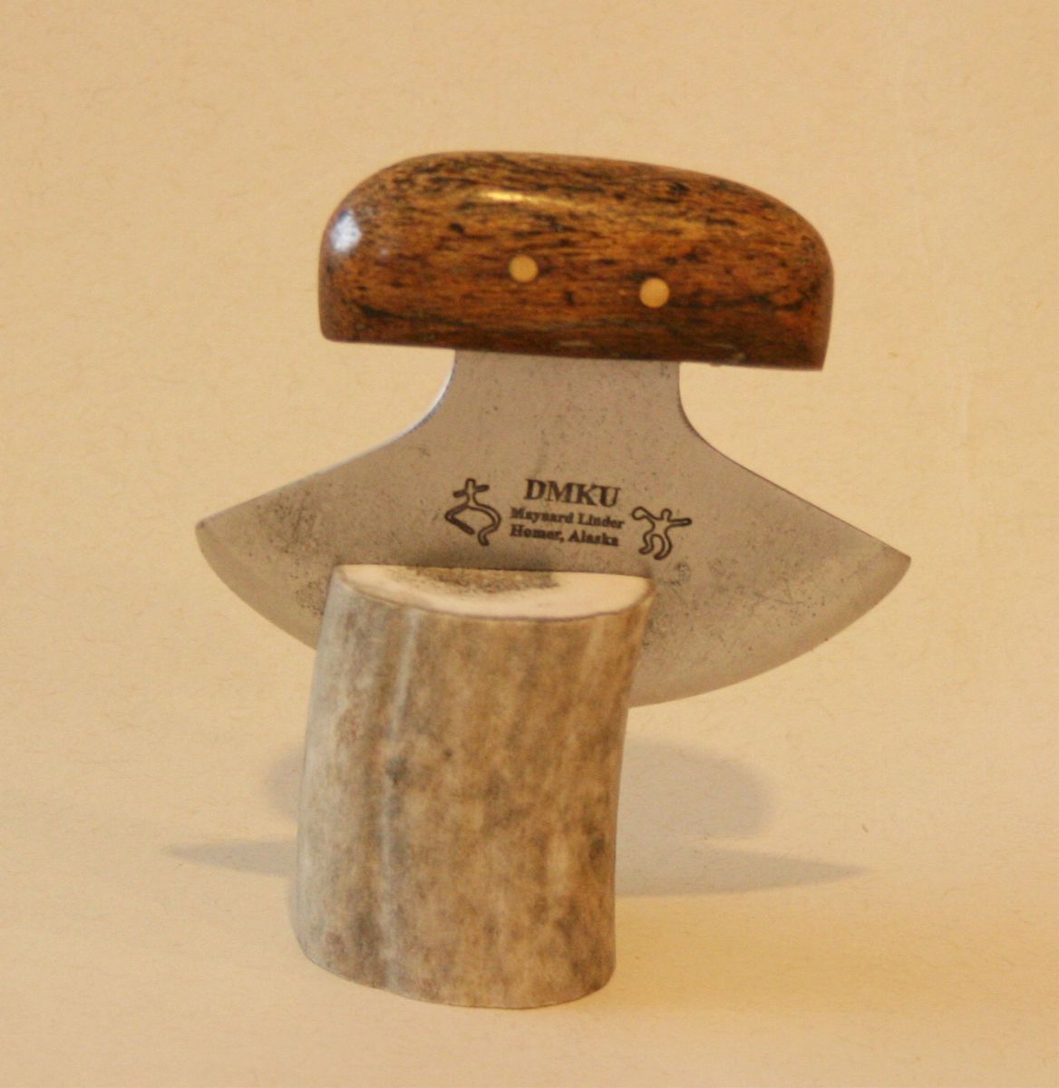 Sewing Ulu Alaska extinct manatee bone handle Dancing Man handmade