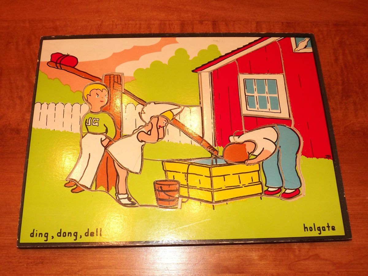 RARE Vintage HOLGATE Wooden Puzzle “ding, dong dell” The Farmer in
