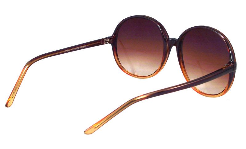 Vintage Women Large Round Brown Hippie Sunglasses 1245