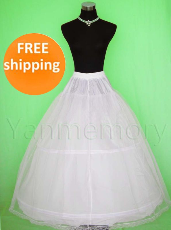 White 2 Hoop Tulle Net Wedding Bridal Slip Skirt Petticoat Bridal