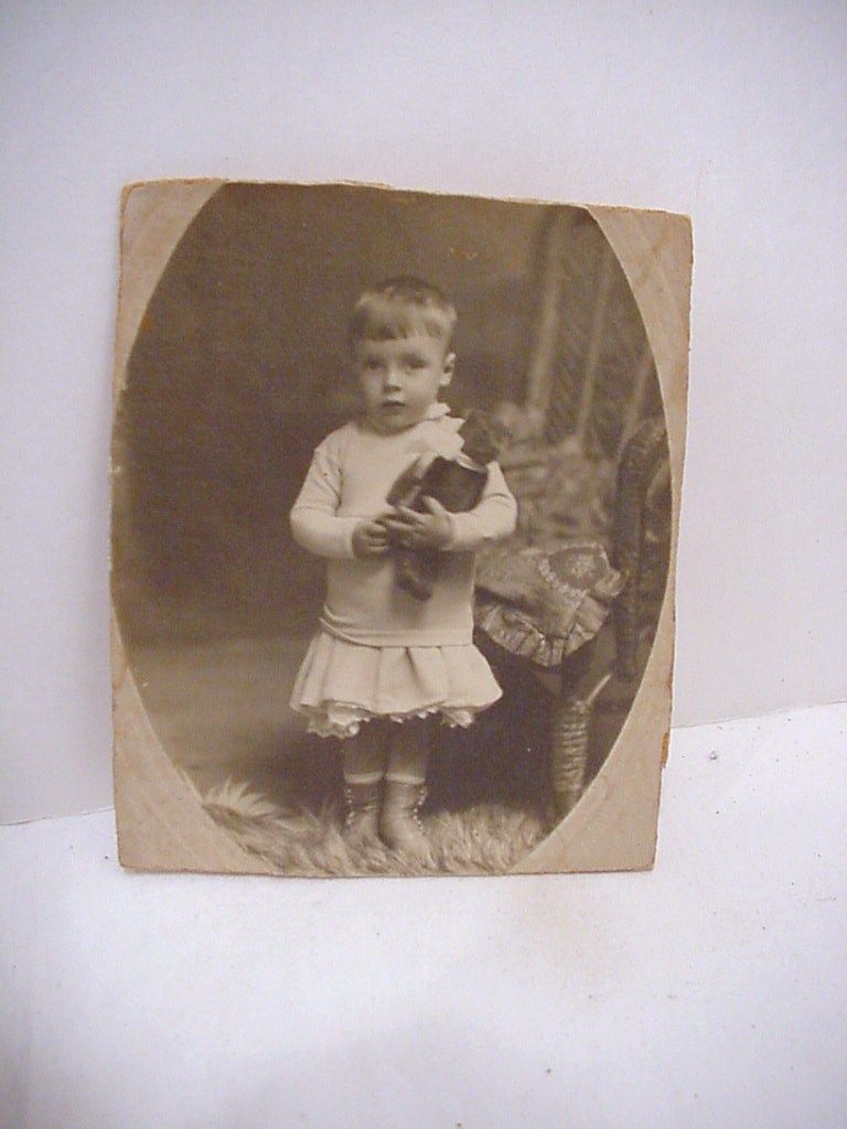 Vintage Antique Photographlittle Girl Steiff Teddy Bear Early 1900S