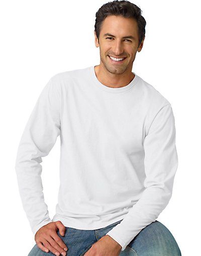 Hanes Tagless Nano T Mens Long Sleeve Tee Shirt Style 498L