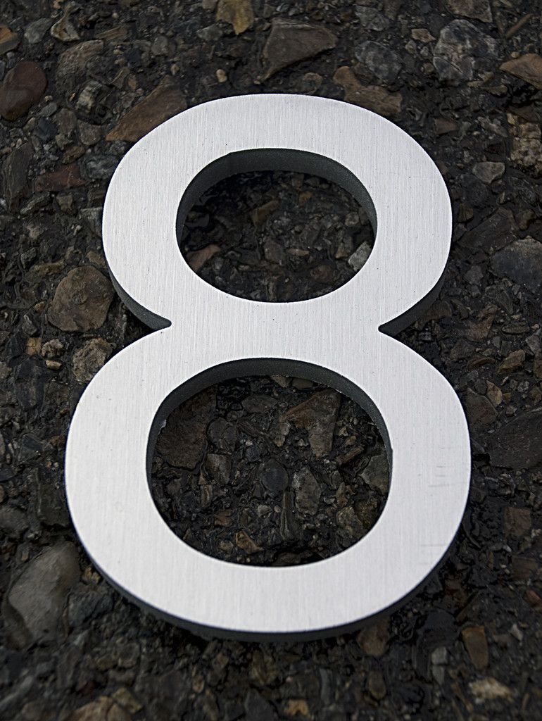 Modern House Number Aluminum Helvetica Font Eight 8