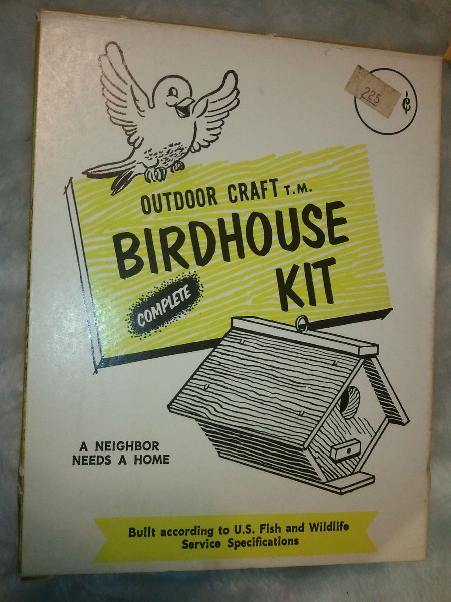 VINTAGE BIRD HOUSE KIT GALLO MFG CO RACINE WIS WOODEN 9 PC UNUSED ORIG