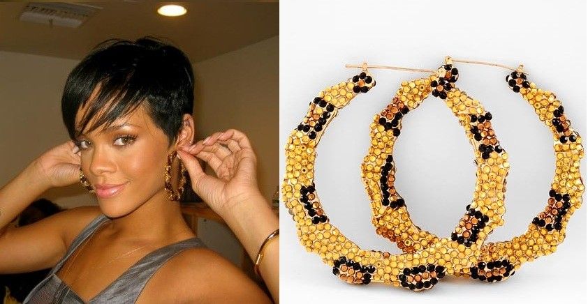  Bamboo Rhinestone Hoop Earrings Basketball Wives Poparazzi