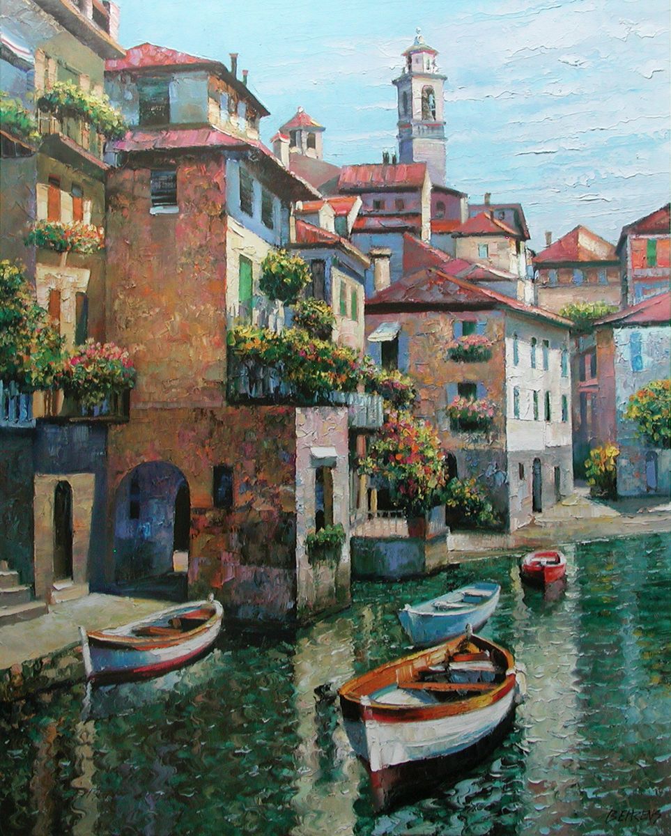 Howard Behrens HIDDEN COVE LAKE COMO Canvas Signed Numbered Limited