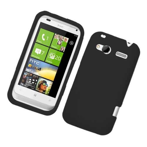 For HTC Radar 4G Omega Soft Silicone Skin Protector Cover Case Black