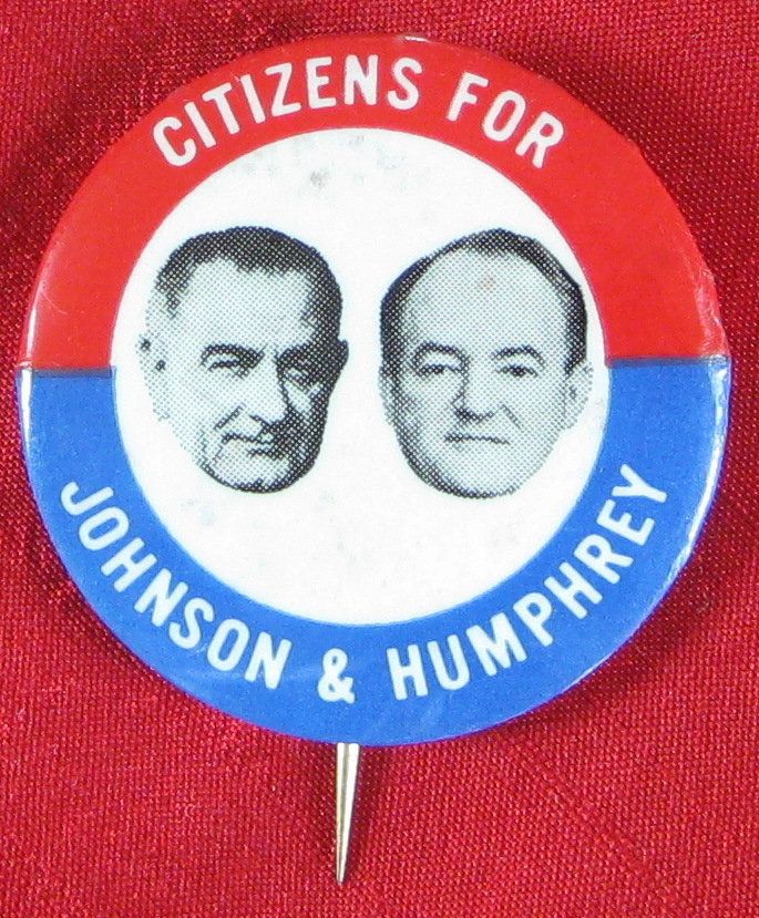  Campaign Button Lyndon B Johnon Hubert H Humphrey 1964 365