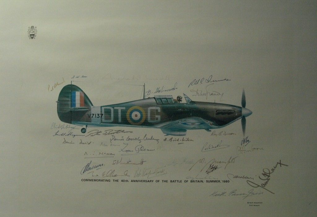 Ed 40th Anniversary Print Hurricane Signed by 30 Battle of Britain