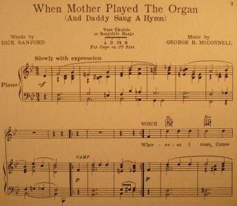 WHEN MOTHER PLAYED THE ORGAN (AND DADDY SANG A HYMN)