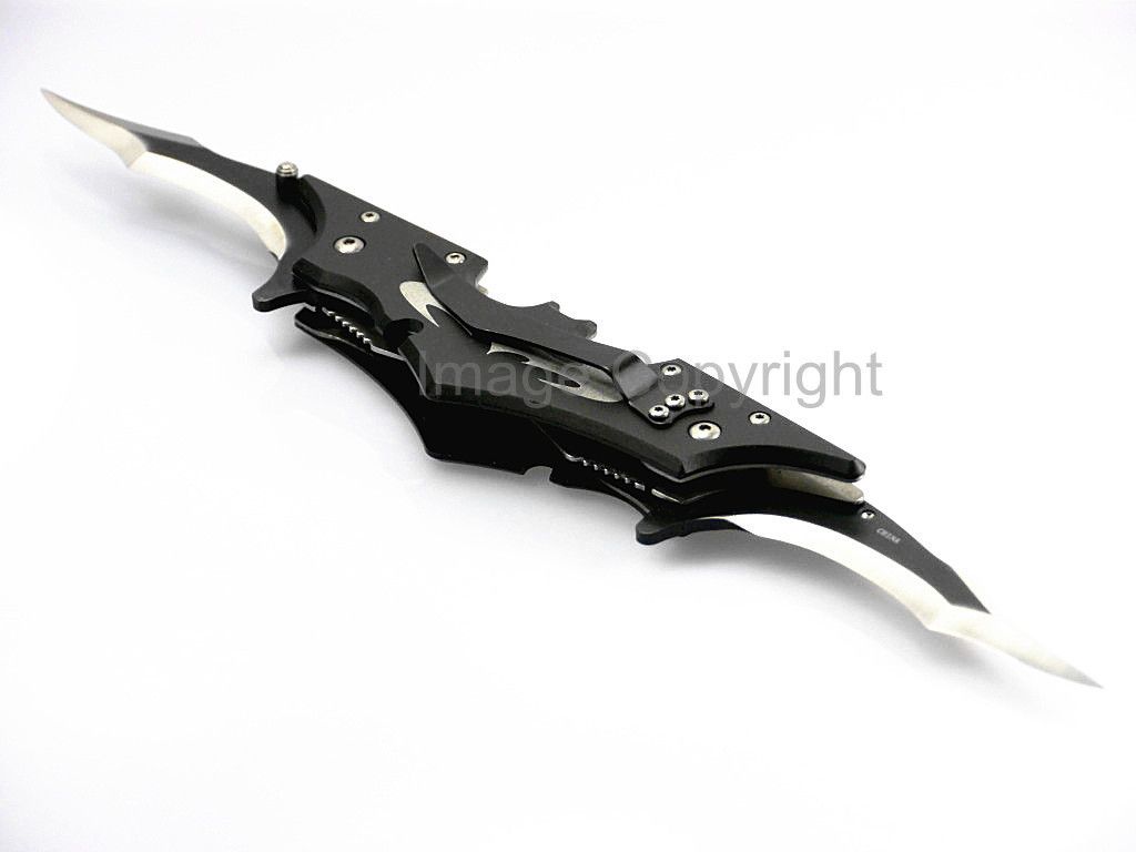 New Black Batman Batarang Shape Dark Knight Double Edge Sharp Folding