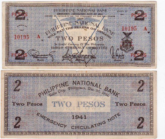 Philippine WW Iloilo Guerrilla 1941 Banknote Pair