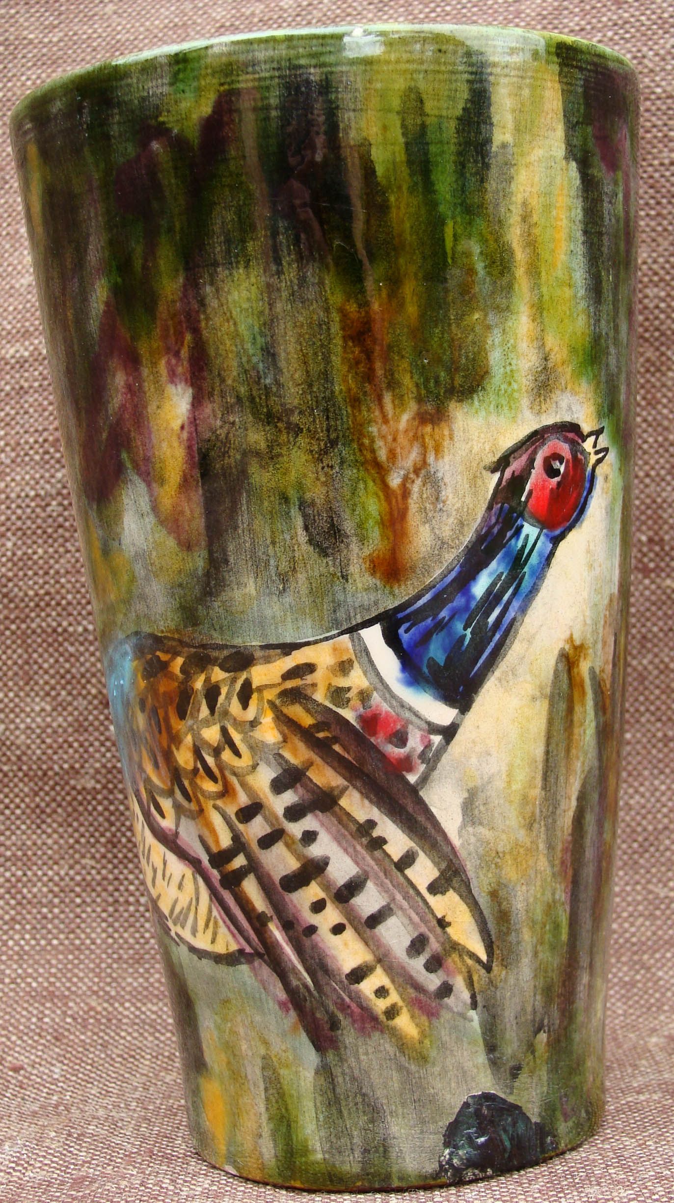 Majolica Pencil Cup Pot Marie Louise Impe Peacock France Keraluc No