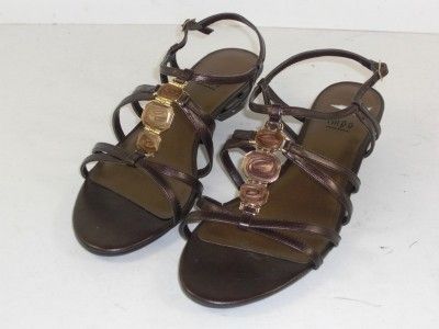 Impo Ramses Bronze Brown Gold Sandals Shoes Pearl Metal Ornaments 8.5
