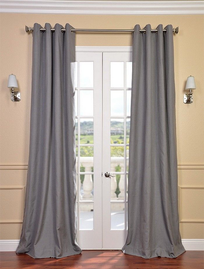 Weathered Grey Textured Linen Blend Grommet Curtains Drapes