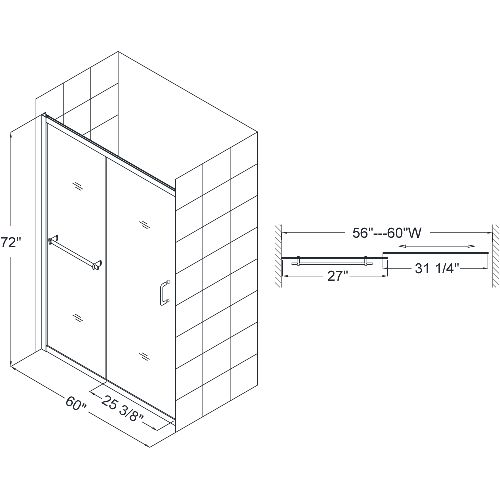 Infinity Plus Shower Door 60 Shower Base DL 6095R 01CL