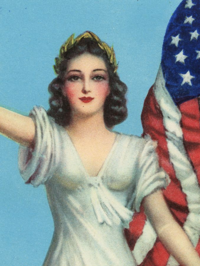 Vintage 1940s Victory Girl Goddess Liberty World War II Patriotic Pin