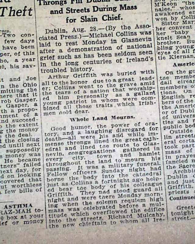 1922 MICHAEL COLLINS Irish Free State Funeral & BURIAL Republican Army