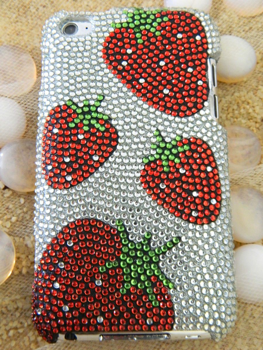  Silver Bling Rhinestones Hard Cover Case iPod Touch 4th Gen 4G