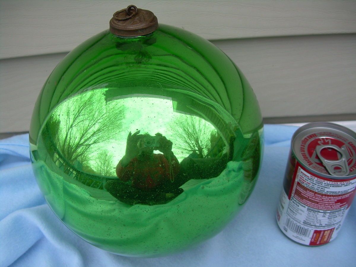 ANTIQUE VINTAGE GLASS MERCURY GREEN KUGEL CHRISTMAS ORNAMENT 25