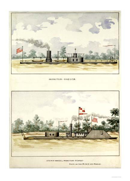 Ironclad Oneota Civil War Print 1864 11X15