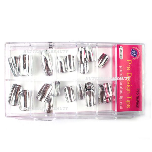 50x Nail Art Acrylic Nails Plating Metal False Tips K64