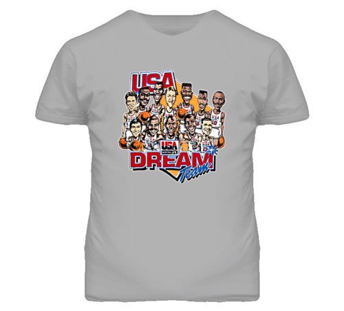 USA Dream Team Retro Caricature T Shirt