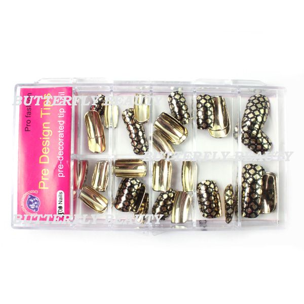 50x Nail Art Acrylic Nails Plating Metal False Tips K61