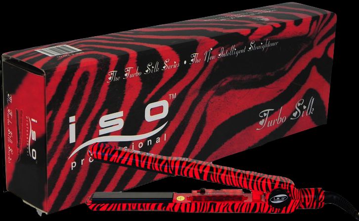 New ISO Beauty Titanium Turbo Silk Hair Straightening Iron Red Zebra