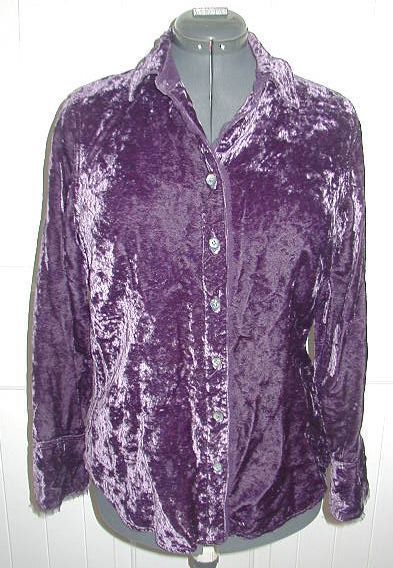 JILL Crushed VELVET Button Front SHIRT Blouse Top Size Small S